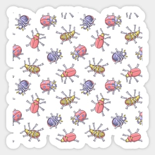 Beetles Illustration Pattern Sticker